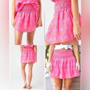 J. MARIE Women's Maeve Skort Medium Pink, Orange, & White Novelty Flower Print